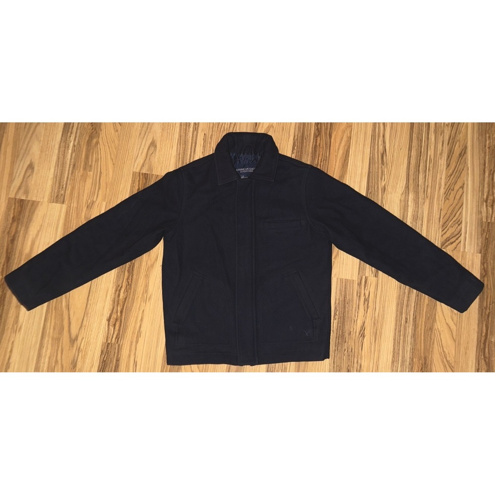 American Eagle Outfitters Men's Small Fleece Jacket Coat Blue Peacoat
